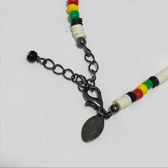 Beaded White, black, red, yellow, Green Bracelet with bells - Picture 3 of 8